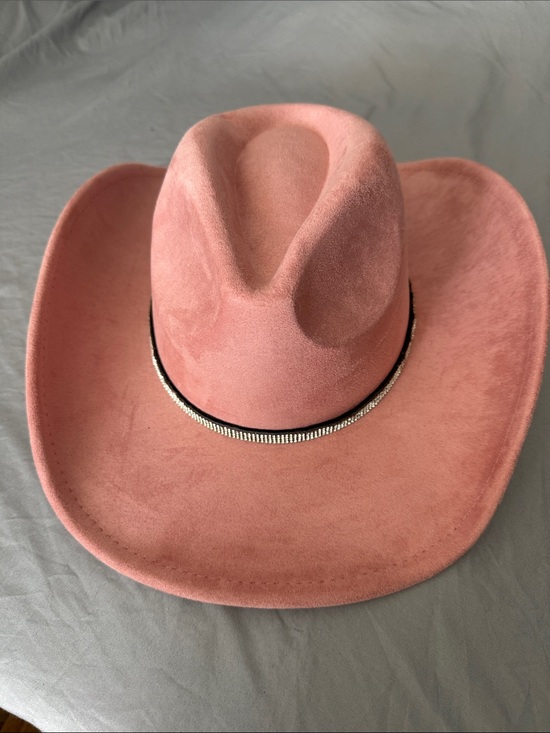 Accessories - Women's Pink Suede Western Cowboy Hat with Decorative Band